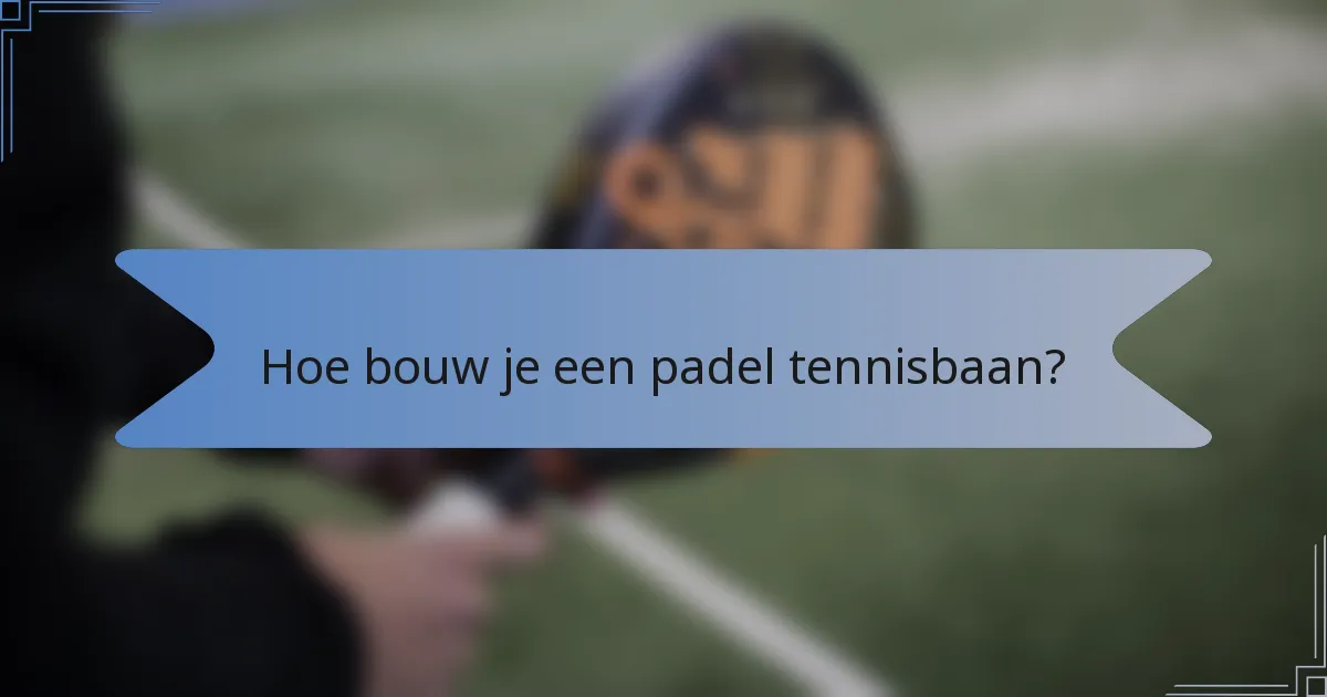 Hoe bouw je een padel tennisbaan?