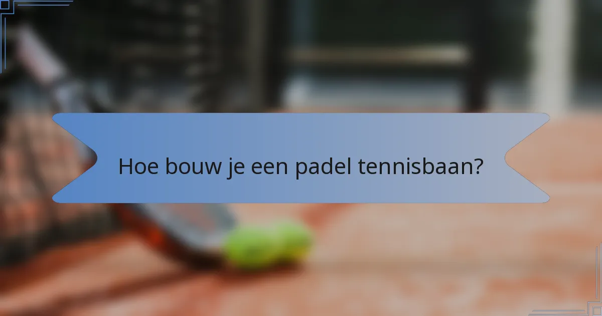 Hoe bouw je een padel tennisbaan?