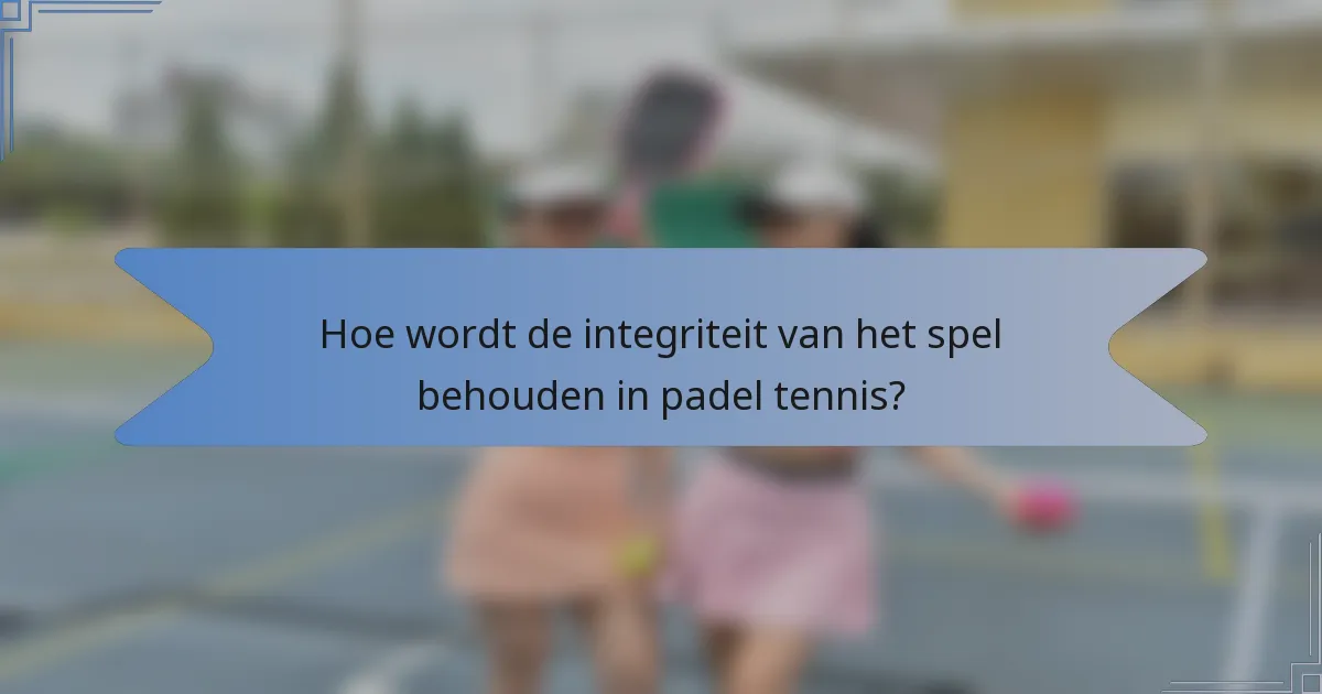 Hoe wordt de integriteit van het spel behouden in padel tennis?